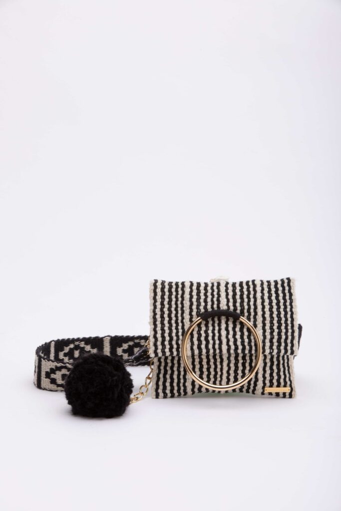 Belt & Bag Pompon Stripe Negro
